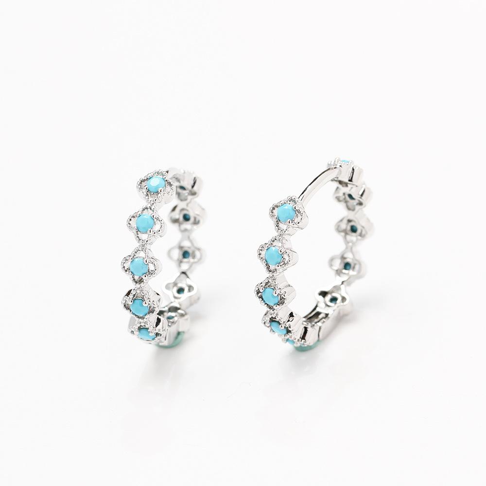 Европа и Соединенные Штаты трансграничный взрыв холодный ветер слегка инкрустированный бирюзовый серьга-гвоздик мода личность женский легкая роскошь высококлассный