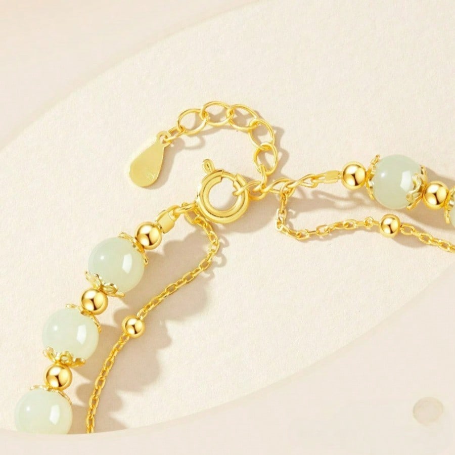 Retro women beaded bracelet women's light luxury niche design imitation jade bracelet Valentine's Day gift