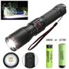 LED Flashlight 18650 or 21700 Battery Zoom Torch Light Lamp Aluminum Alloy White Laser Powerful With Tail Rope Power Indicator
