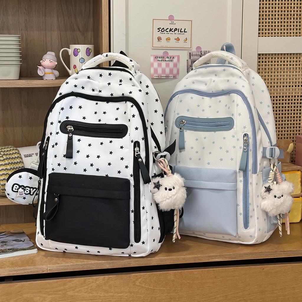 Schoolbag new Japanese ins wind backpack female cute small floral schoolbag middle school student light commuter backpack girl heart
