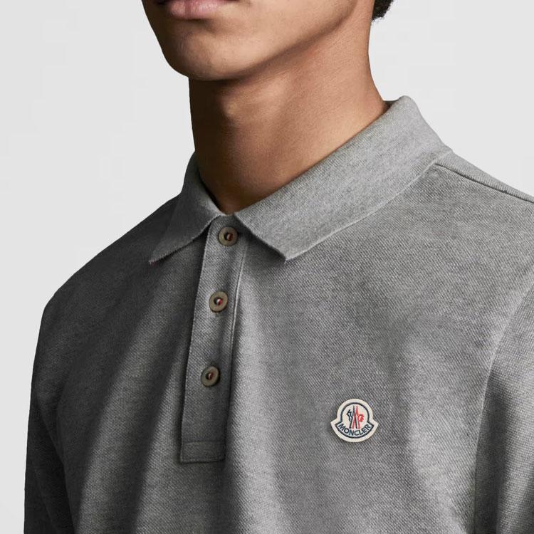Moncler SS25 Logo Patch Short Sleeve Polo Shirt Men Polo Shirts Gray K1-091-8A00030-84556-984