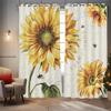2 Stück bedruckte Vorhänge mit Sonnenblumenmuster, im Retro-Landhausstil für Schlafzimmer und Wohnzimmer