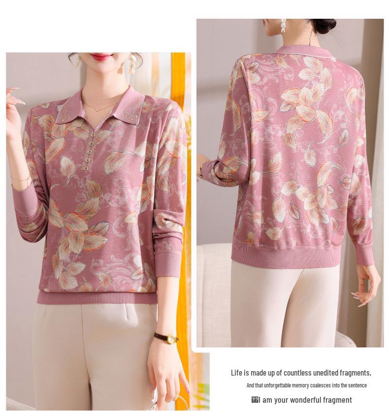 Women's Stylish Spring & Autumn Long-Sleeve Top for Middle-Aged & Elderly