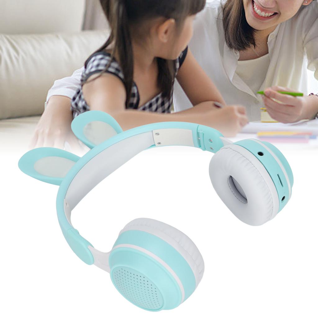 Ear 5.0 Headphones Folding Kids Wireless Headset with LED Color Light for PC Tablet Online Learning