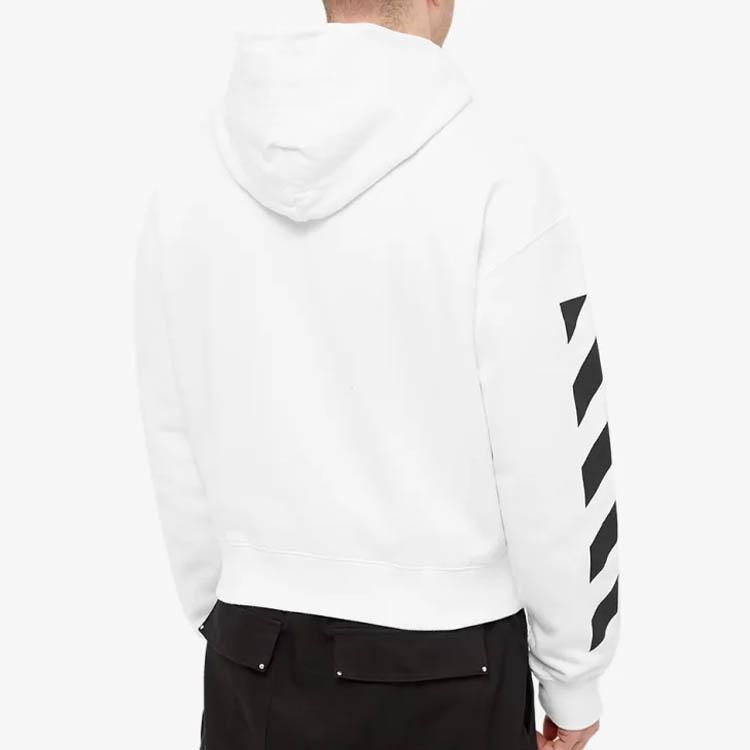Off-White Drag Helvetica Oversize Hoodie Weiß/Schwarz Herren Tops OMBB037C99FLE0010110