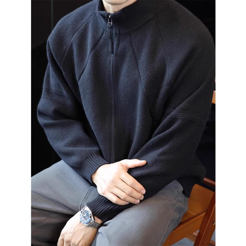 Мужской осенний вязаный кардиган на молнии в ретро-стиле XL