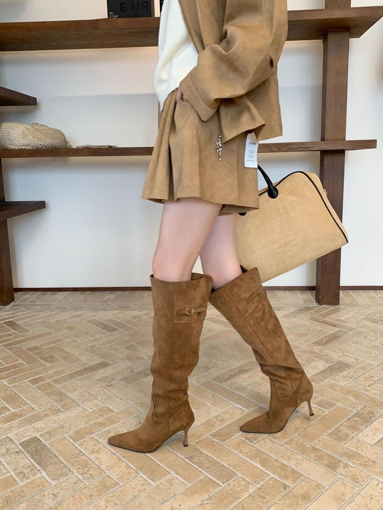 High-heeled French Pointed Toe Over the Knee Boots Women's Boots 2025 Autumn and Winter New Two-wear Tall Fashion Stacking Boots