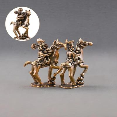 Brass The God Of Wealth Riding Horse Home Decor Miniature Figurine Lucky Zodiac Animal Ornament Statues