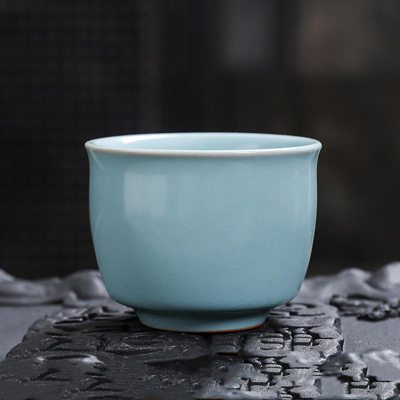 Chinese Tradition Ru Kiln Ceramic Tea Cup Handmade Ice Crack Teacup Household Tea Bowl Travel Personal Master Cup Tea Set