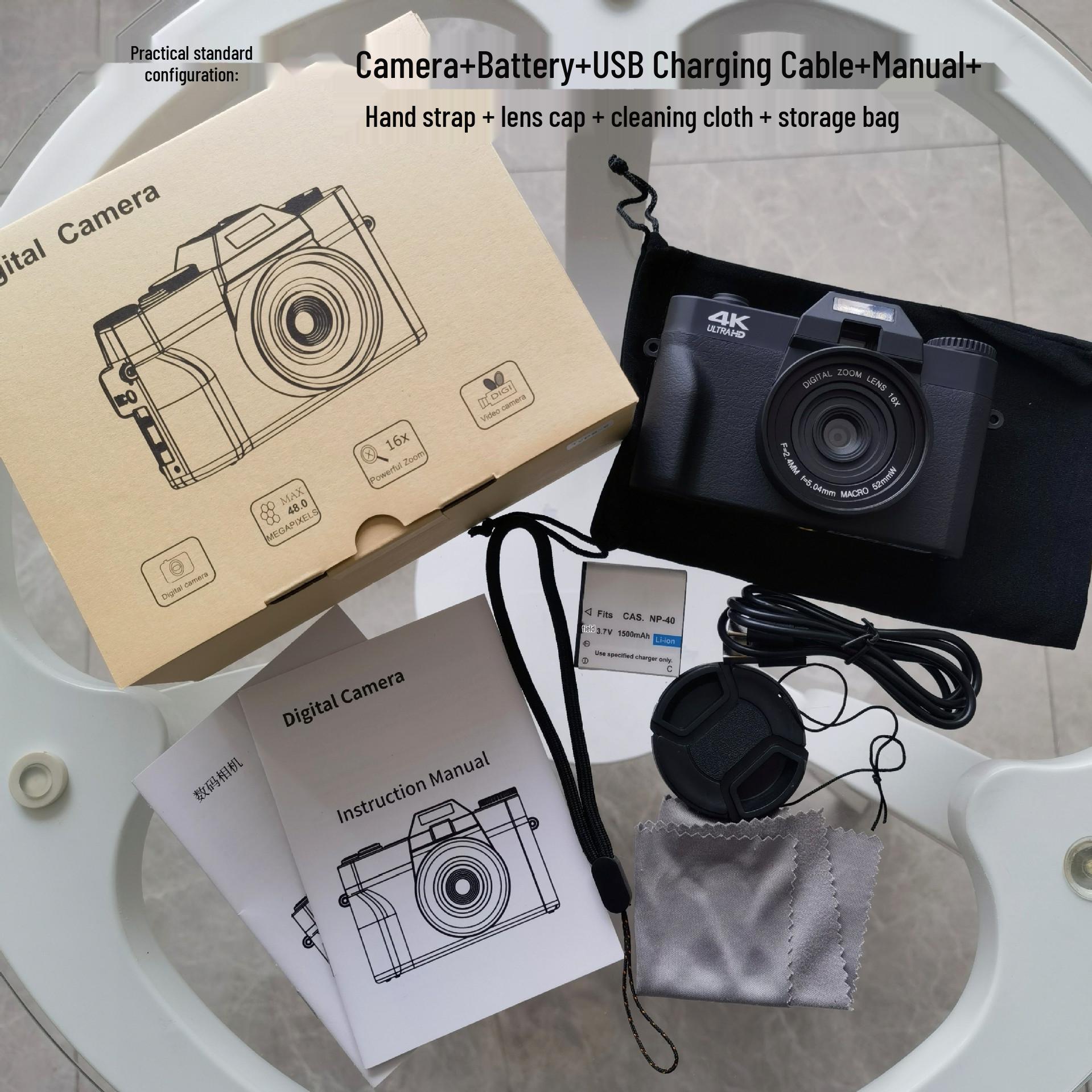 

48МП 4K HD Ретро Бездзеркальна Дзеркальна Камера з Ширококутним Об єктивом - Ідеальна для Студентів-Початківців та Відеозйомки