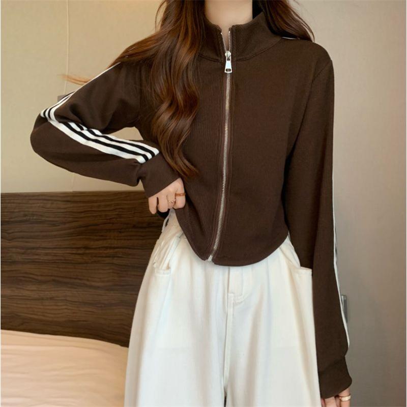 New Short Hoodie Women's Hot Girl Cardigan Jacket Slim Design Long-sleeved Top