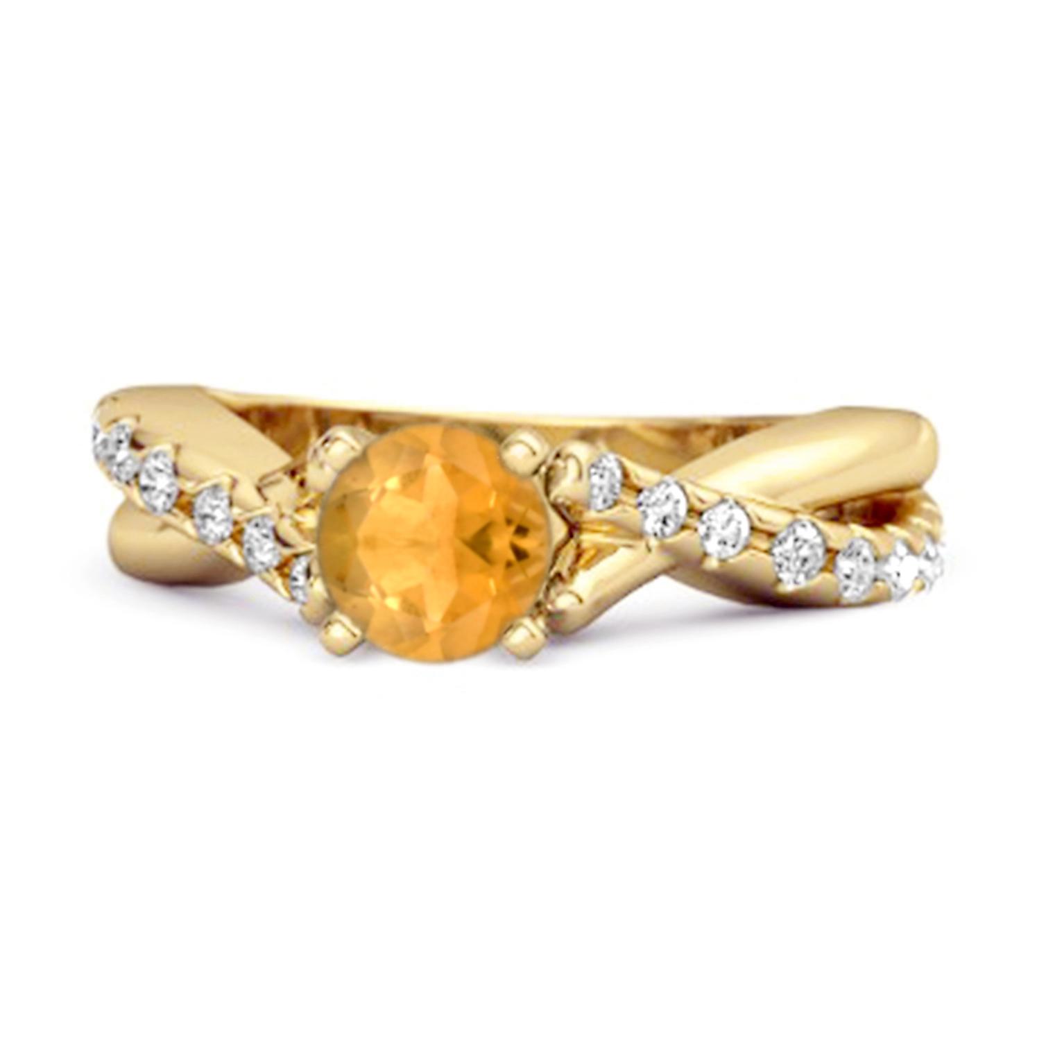 Citrine Crisscross Stackable Ring - 925 Sterling Silver Gold Vermeil 10.5