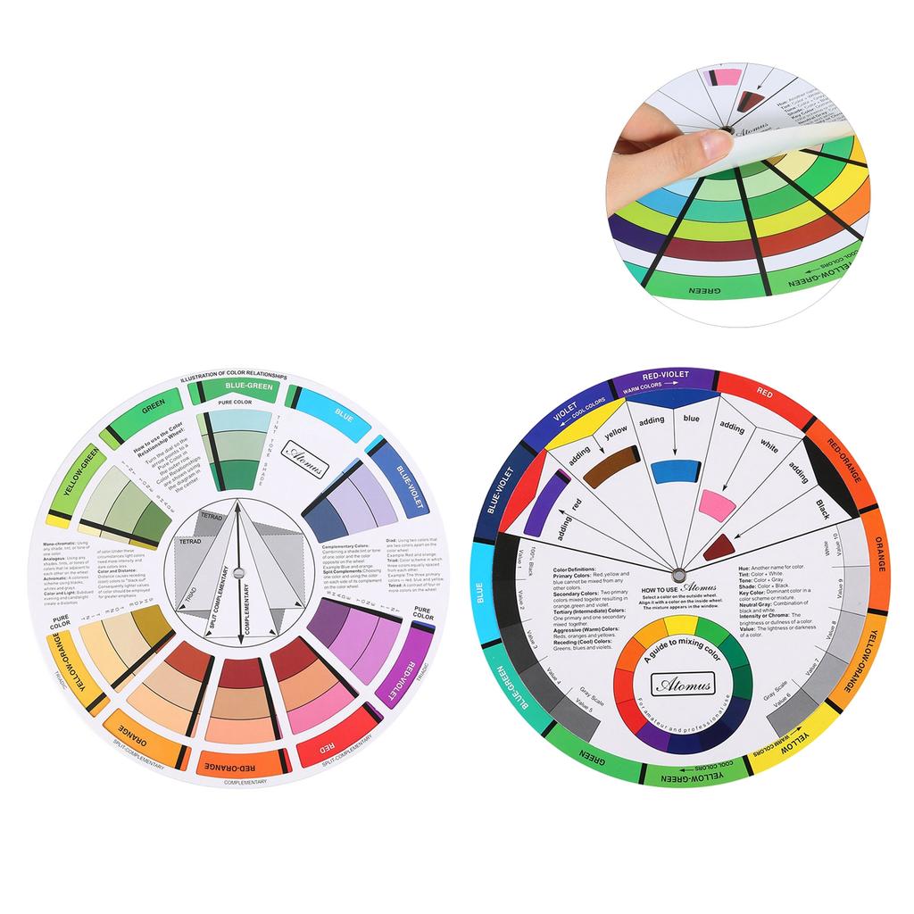Professional Mix Guide Round Tattoo Nail Pigment Color Wheel Paper Card Supplies