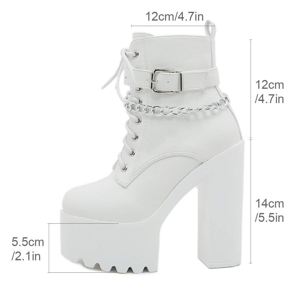 Waterproof Platform Short Boots for Women 14cm High Heels  Spring and Autumn Women's Shoes Stage Thick Heels Boots