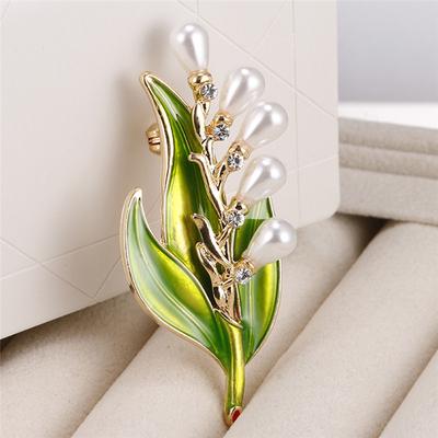 Enamel Pearl Leaf Brooch   Brooch Pin Lady Collar Jewelry