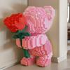 3856-Piece Building Block Set Rose Bear, Romantic Bear Holding Roses, Suitable for Gifting, Great Choice for Couples and Parents
