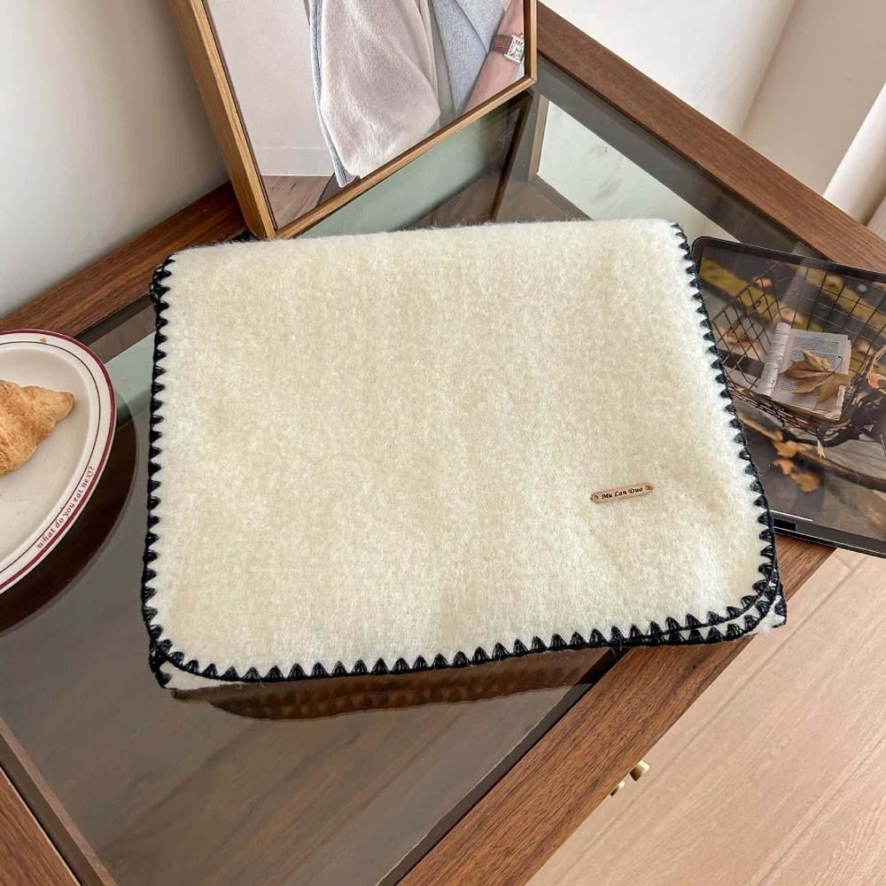Solid Color Lock Edge Winter Scarf Soft Women Warmer Scarf Long Thickened Neckscarf  Christmas