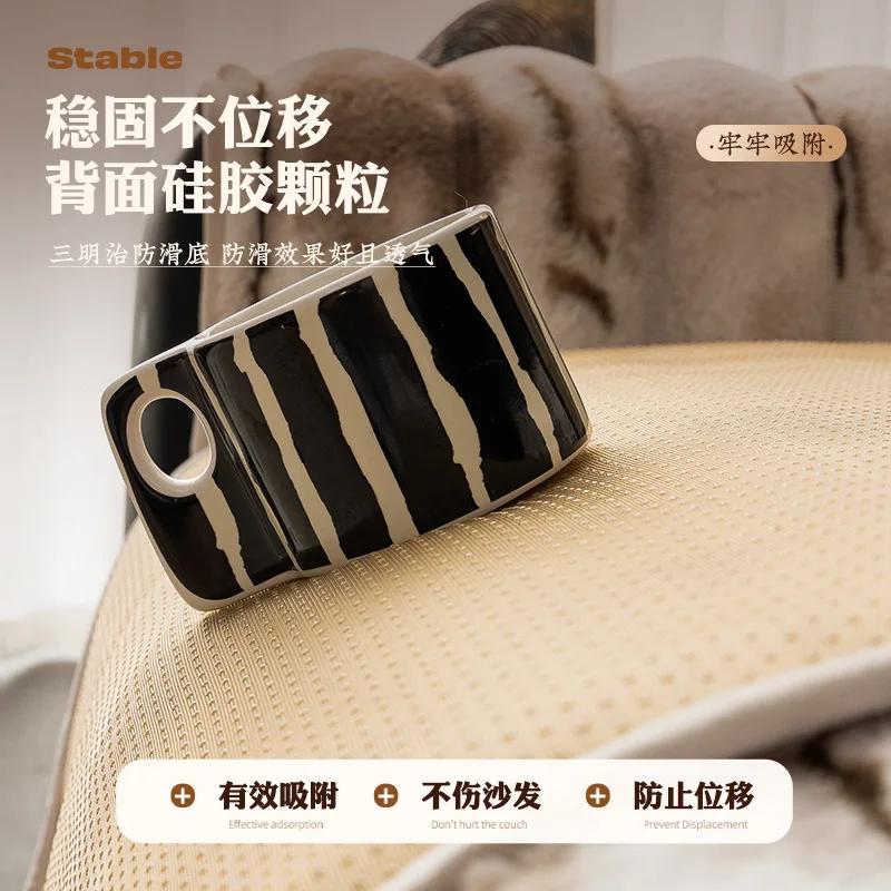 Tie-dye Thicken Rabbit Plush Sofa Slipcover Warm Non-slip Super Soft Sofa Towel Couch Cushion For Living Room Modern Home Decor