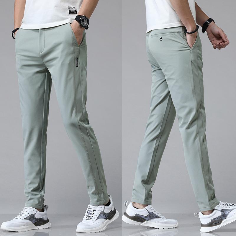 

Colors Spring Summer Ultra-thin Men s Stretch Slim Straight Casual Pants Fashion Breathable Golf Sports Trousers 38 зелений