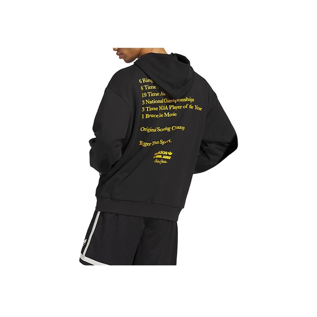 adidas Originals Kareem Abdul-Jabbar Unisex Black Hoodie with Yellow 33 Logo JD5193