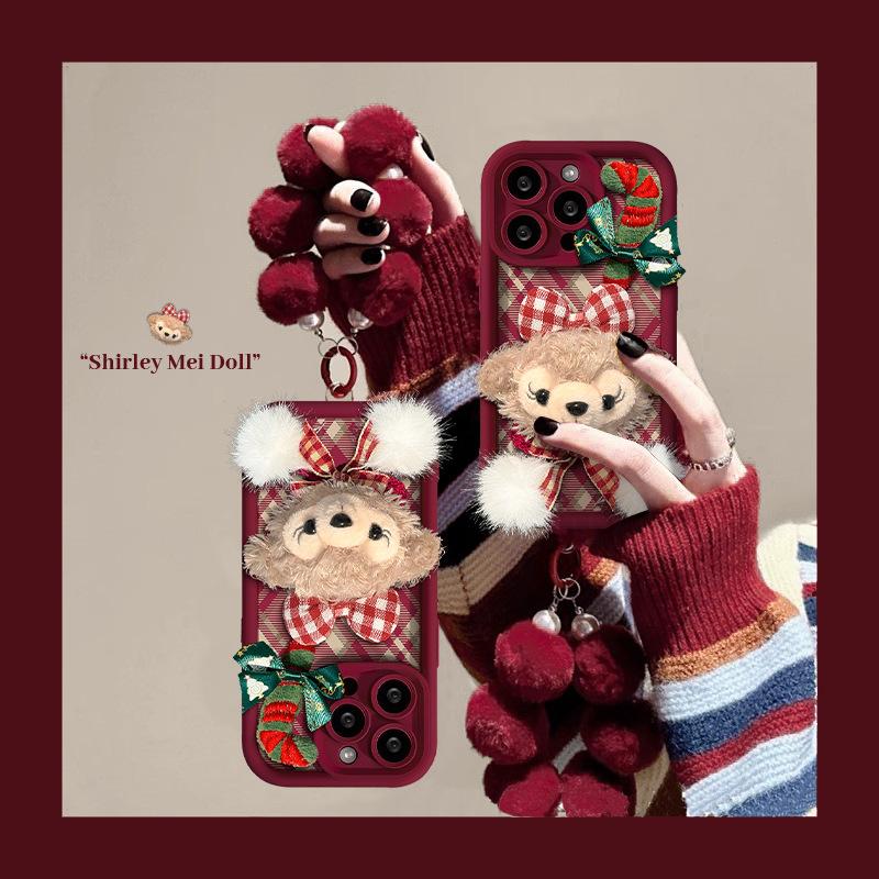 Christmas plush Shirley Rose doll chain for Apple 16 mobile phone case 15pro all-inclusive anti-drop 14 cute 7/8