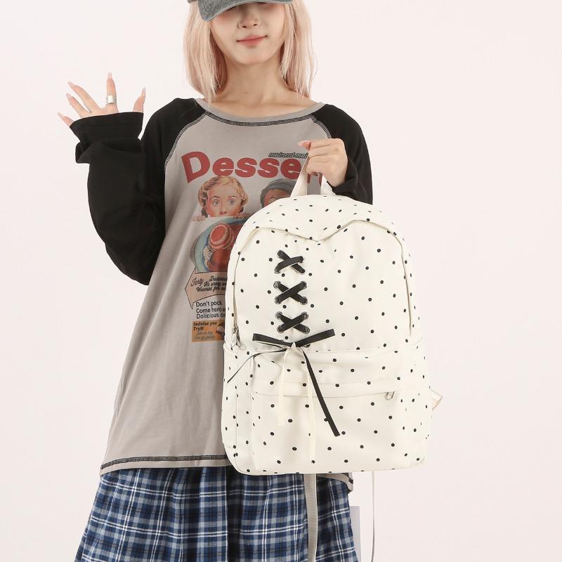 New Solid Color Nyl Round Dot Backpack Student Versatile Casual Backpacks 2026 Fashi Large Capacity Commuting Bags for Women
