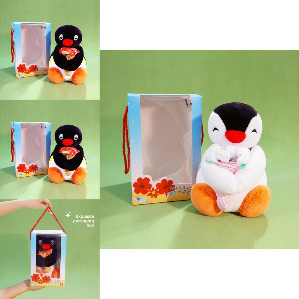 Pingu Pinguin Plüschtier Mit Blume Geschenk Für Kinder Und Sammler