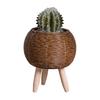 Ghiveci țesut din ratan, pentru interior, exterior, cu picioare, cactus, lucrat manual, suport pentru plante suculente, container acasă, balcon, grădină, decorare