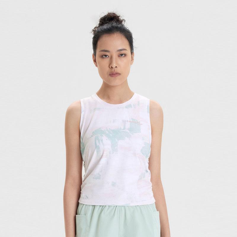 SAUCONY Tie-Dye Casual Breathable Sleeveless T-Shirt Women Tops Pink Green SC1239099-2