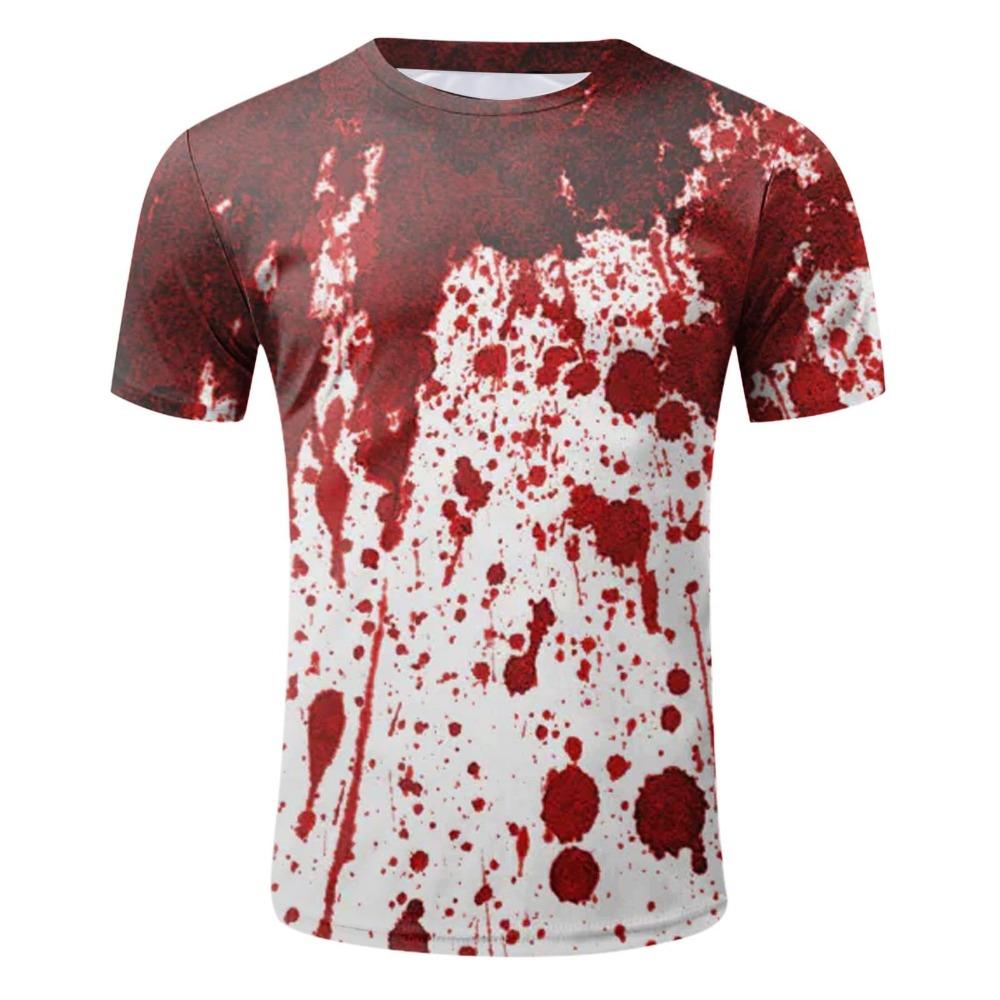 Sommer Briefe Blutiges Muster Gedruckt Herren Kurzarm Rundhals T-Shirt Atmungsaktiv Leicht Party Oberteil Damen T-Shirts Kleidung