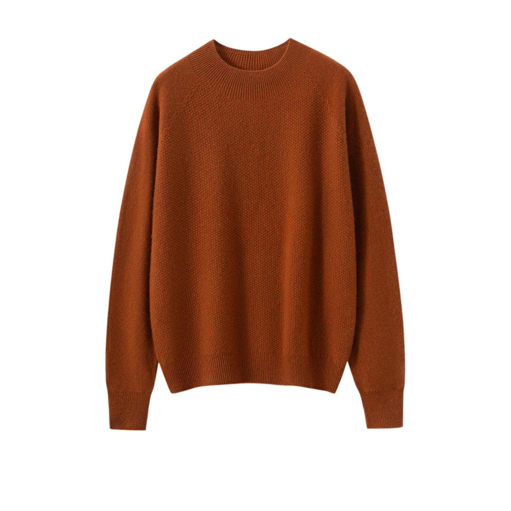 Women's Pure Cashmere Half-High Neck Sweater - Versatile Long Sleeve Knit Pullover