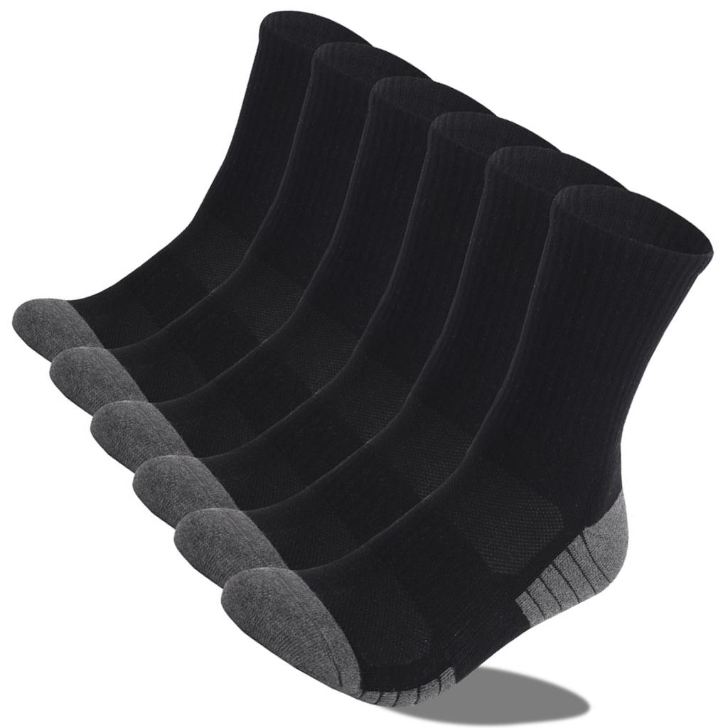 Breathable Comfortable Thicken Crew Socks Outdoor Hiking Trekking Walking Wicking Athletic Socks Black L