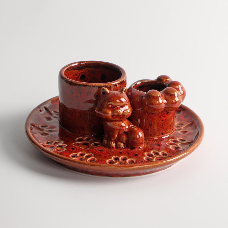 

Ceramic Incense Burner Cat Tray Candle HolderPalo Santo Smudge Bowl Aromatherapy Decor Incense Burner for Meditation Room Decor червоний