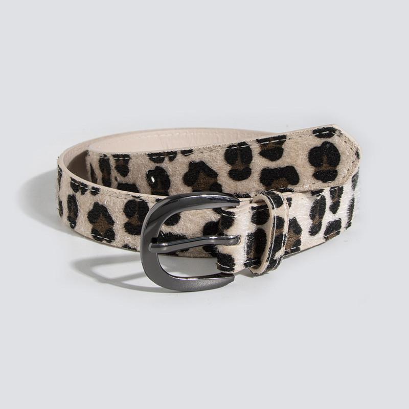 Fashion Faux Leather Leopard Print Womens Belt With Pin Buckle For Casual Wear