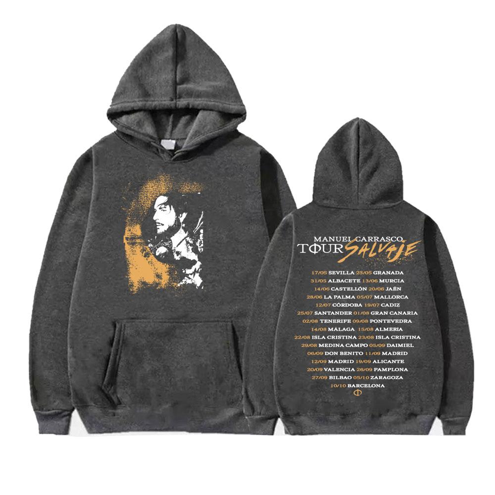 Rapper Manuel Carrasco Salvaje Tour 2025 Double Sided Print Hoodies Men Women Fashion Hip Hop Punk Oversized Pullover Sweatshirt