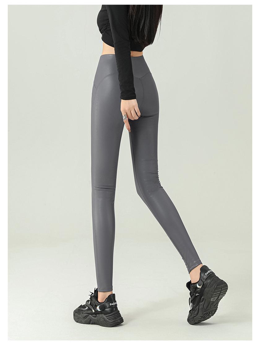 

2024 Женские кожаные леггинсы премиум-класса на флисовой подкладке - Высокая посадка, облегающий крой Medium (M) серый
