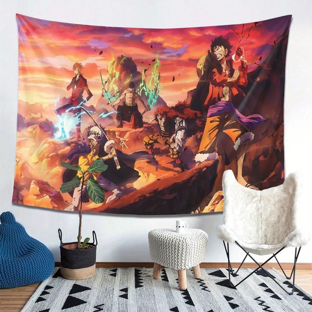One Piece Intense Battle Tapestry Vibrant Anime Design,Perfect For Living Room Bedroom Office Decor Party Wall Hanging Tapestry