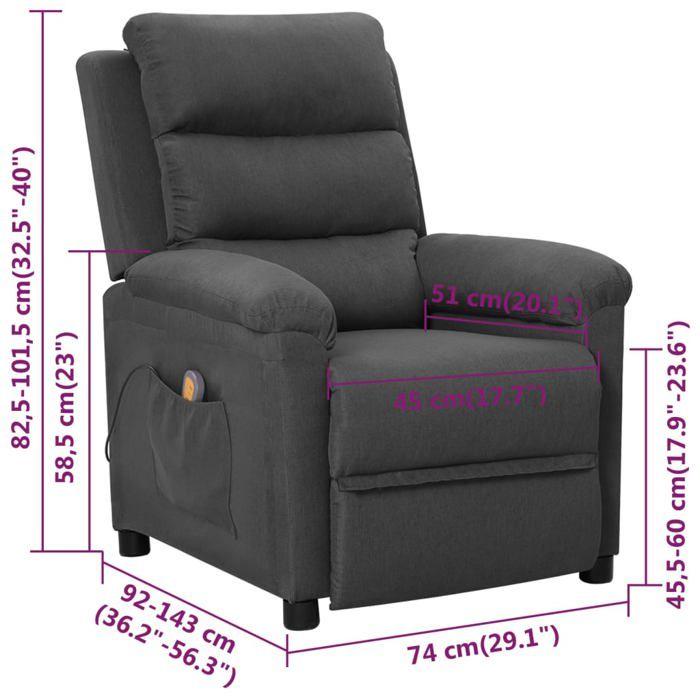 VidaXL Massage Chair Dark Grey Fabric 342352