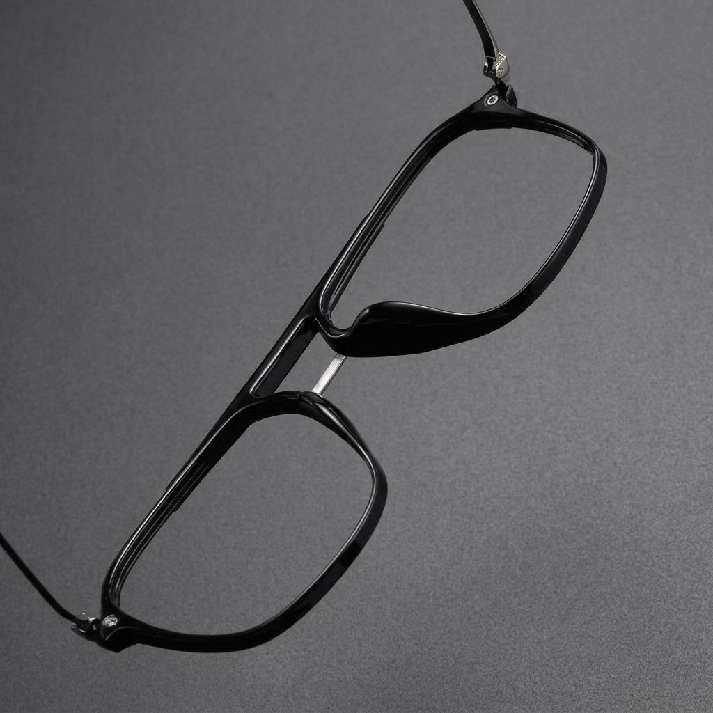 TR90 Metal Square Frame Spectacle Retro Double Beams Eyeglasses Frames Blue Light Blocked Computer Eyewear Unisex