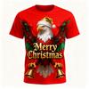 Christmas Men's T-shirt, Santa Claus Printed T-shirt, New Year's Party Round Neck T-shirt, Top