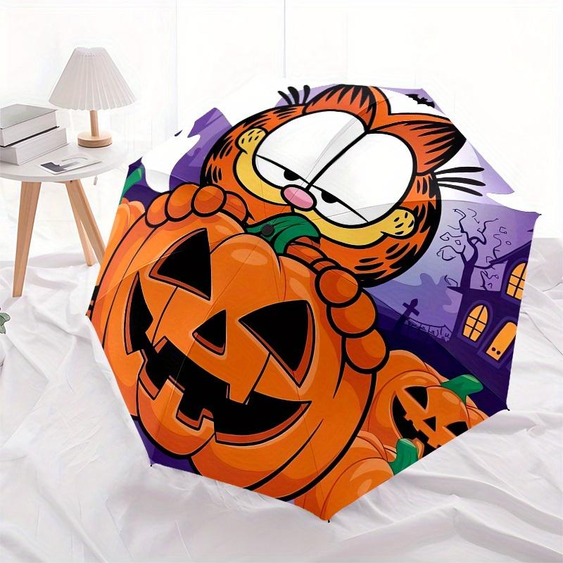 1pc Garfield Halloween Pumpkin Umbrella with Plastic Handle,Suitable for All Seasons Home Travel Outdoor UmbrellaM902