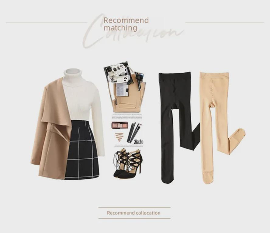 Women's Nude Thin Fleece Slimming Leggings for Fall/Winter, Warm Tights for a Bare-Leg Look