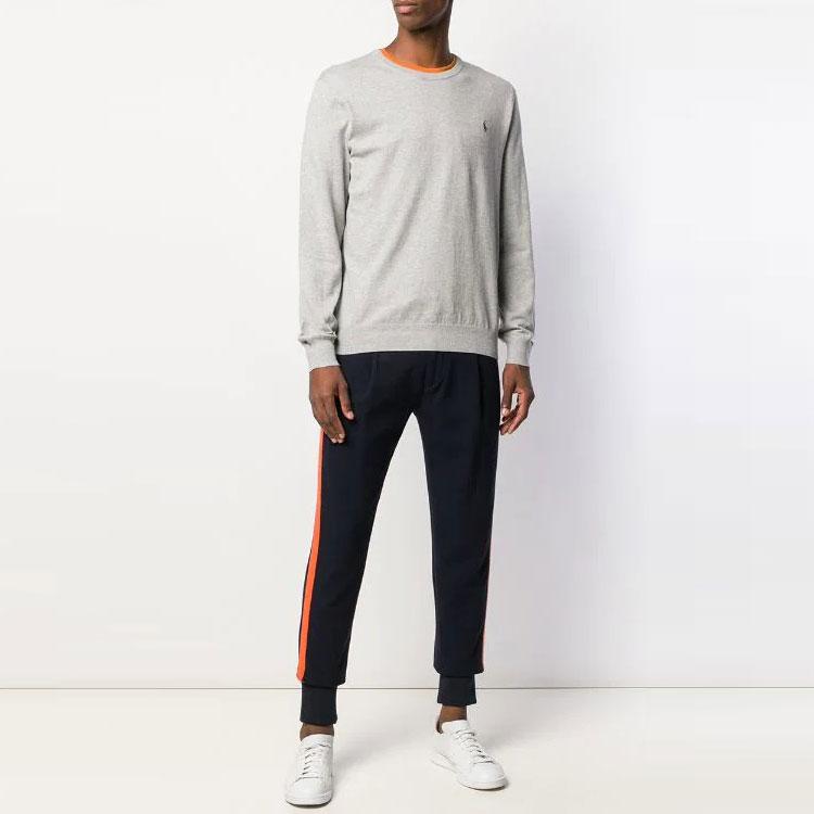 Polo Ralph Lauren Crew Neck Long Sleeve Ribbed Detail Embroidered Sweatshirt Men sweatshirt Gray 710684957-003
