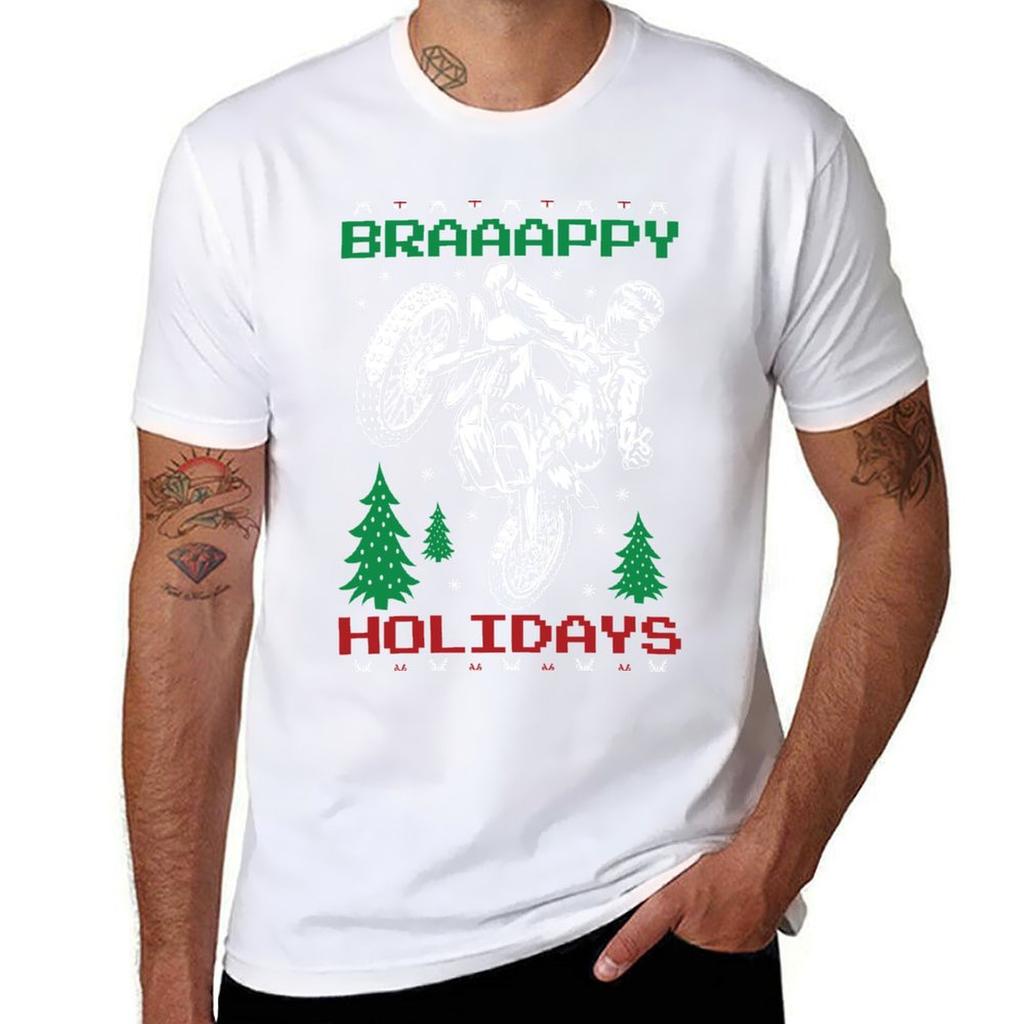 Motocross Dirt Bike Ugly Christmas Stunt Rider Tshirt Fashion Letter Print Tshirt