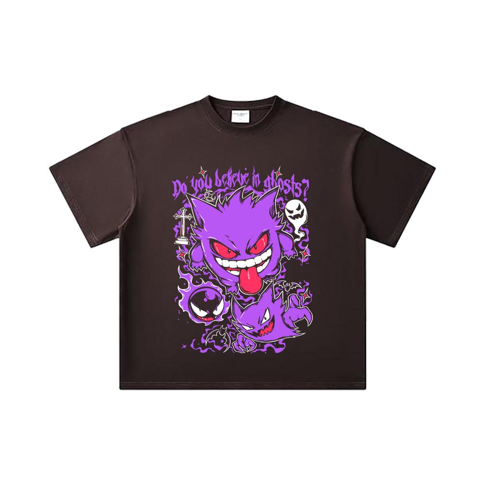 260 GSM Double Yarn 32 Count 100% Cotton Pokemon V3 Ghosts Print Unisex Heavy Cotton T Shirt
