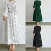 2026 Casual Loose Heart-shaped Printed Dress Slim Fit Waist Long Sleeve Round Neck A-line Sweet Casual Dresses Female Simple Holiday Dress Clothing