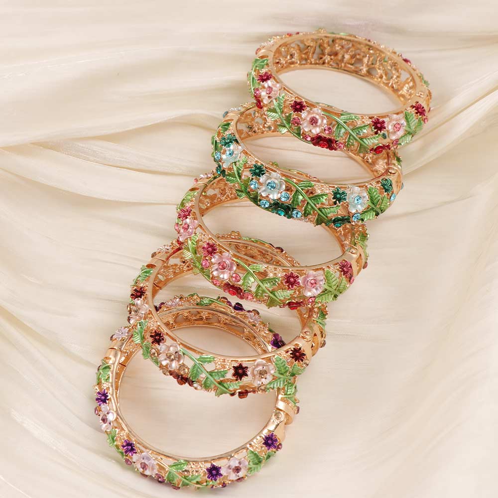 Double Bangle Hollow Out Flower Bangle Traditional Women's Hand Bracelet Gifts for Women Girl