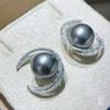 High-end elegant earrings, moon zircon imitation pearl earrings, banquet light luxury atmospheric versatile jewelry
