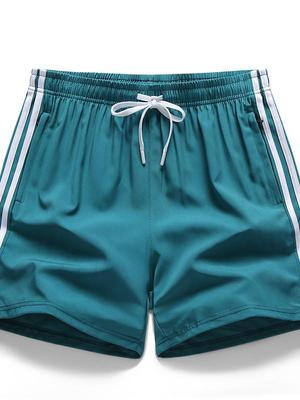 Herren Sommer Atmungsaktive Strick Casual Locker Fünf-Punkt Drei-Streifen Shorts