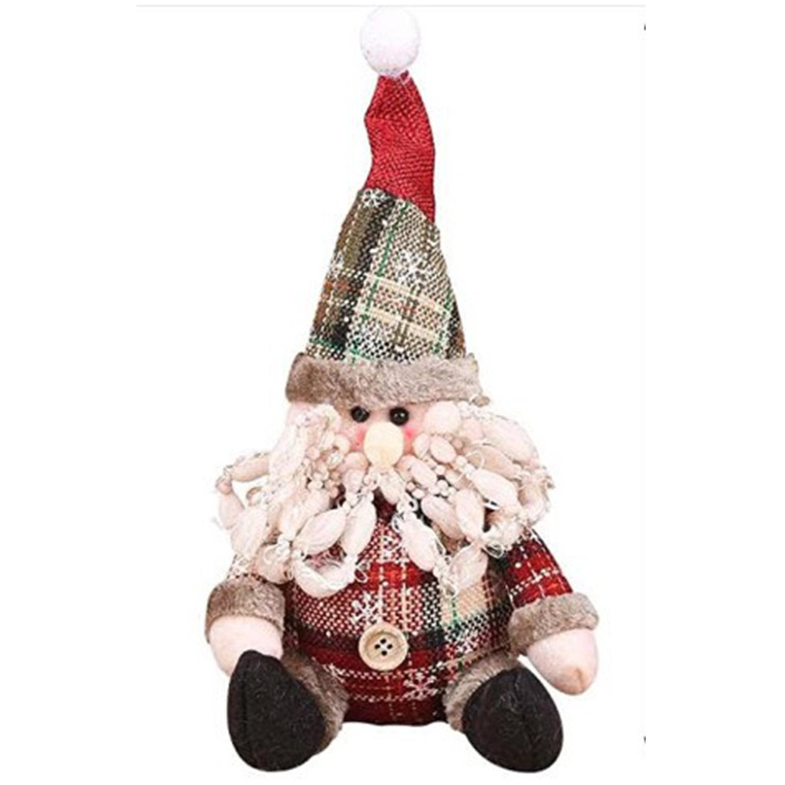 

Plaid Button Christmas Snowman & Reindeer Plush Ornament
